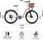 cysum Cityrun E-Bike für Damen, 26 Zoll (66 cm), E-Bike, E-Bike, E-Bike, Stadtfahrrad für Erwachsene, Motor 250 W, 25 km/h, Lithium-Akku 36 V, 360 WH, Reichweite 80 km