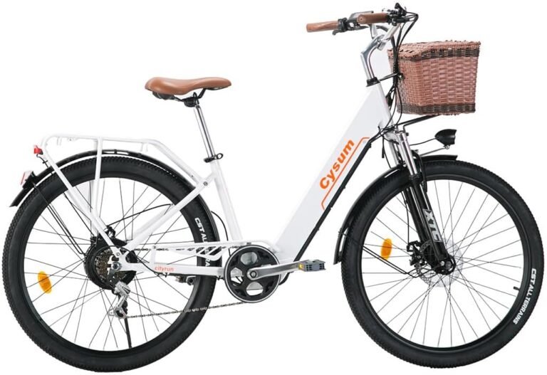 cysum Cityrun E-Bike für Damen, 26 Zoll (66 cm), E-Bike, E-Bike, E-Bike, Stadtfahrrad für Erwachsene, Motor 250 W, 25 km/h, Lithium-Akku 36 V, 360 WH, Reichweite 80 km