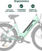 MileCity1 26" E-Bike für Erwachsene, 7 Gang Elektrofahrrad mit Austauschbarem 36V 13Ah Akku, 25 km/h und 80–100km Reichweite E-Bike für Städtische Pendler, IP65 Wasserdicht