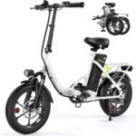 Finbike Klapprad E-Bike 16 * 2.15 Zoll Fat Tire,Tragbares Elektrofahrrad mit 10.4Ah Abnehmbarem Akku,4 Fahrmodi,PAS Reichweite MAX 88KM,Falt-Elektrofahrräder für Herren Damen Pendeln