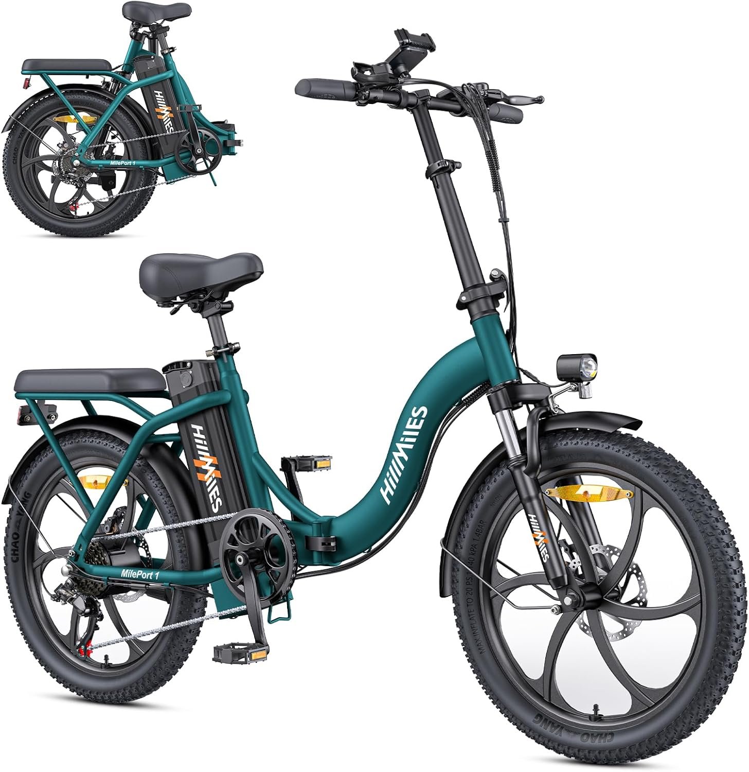 711ISiYAefL._AC_SL1500 MilePort 1 Elektrofahrrad Für Erwachsene, 250W Klappbares Elektrofahrrad Mit 36V 13AH Abnehmbarem Akku, Geschwindigkeit 25KM/H und Reichweite 100KM, 20„* 3.0“ Fetter Reifen E-Bikes Für Stadtpendler