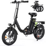 Finbike Klapprad E-Bike 16 * 2.15 Zoll Fat Tire,Tragbares Elektrofahrrad mit 10.4Ah Abnehmbarem Akku,4 Fahrmodi,PAS Reichweite MAX 88KM,Falt-Elektrofahrräder für Herren Damen Pendeln
