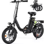Finbike Klapprad E-Bike 16 * 2.15 Zoll Fat Tire,Tragbares Elektrofahrrad mit 10.4Ah Abnehmbarem Akku,4 Fahrmodi,PAS Reichweite MAX 88KM,Falt-Elektrofahrräder für Herren Damen Pendeln