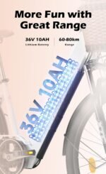 cysum Cityrun E-Bike für Damen, 26 Zoll (66 cm), E-Bike, E-Bike, E-Bike, Stadtfahrrad für Erwachsene, Motor 250 W, 25 km/h, Lithium-Akku 36 V, 360 WH, Reichweite 80 km