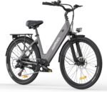 MileCity1 26" E-Bike für Erwachsene, 7 Gang Elektrofahrrad mit Austauschbarem 36V 13Ah Akku, 25 km/h und 80–100km Reichweite E-Bike für Städtische Pendler, IP65 Wasserdicht