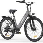 MileCity1 26" E-Bike für Erwachsene, 7 Gang Elektrofahrrad mit Austauschbarem 36V 13Ah Akku, 25 km/h und 80–100km Reichweite E-Bike für Städtische Pendler, IP65 Wasserdicht