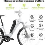 DERUIZ Quartz 28 Zoll E-Bike Damen & Herren, Elektrofahrrad City & Trekking, 48V Akku, bis 161 km Reichweite, 8-Gang-Schaltung, 55 Nm Drehmoment, App-Steuerung, hydraulische Scheibenbremsen
