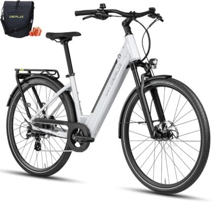 DERUIZ Quartz 28 Zoll E-Bike Damen & Herren, Elektrofahrrad City & Trekking, 48V Akku, bis 161 km Reichweite, 8-Gang-Schaltung, 55 Nm Drehmoment, App-Steuerung, hydraulische Scheibenbremsen