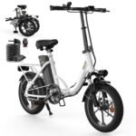 Finbike Klapprad E-Bike 16 * 2.15 Zoll Fat Tire,Tragbares Elektrofahrrad mit 10.4Ah Abnehmbarem Akku,4 Fahrmodi,PAS Reichweite MAX 88KM,Falt-Elektrofahrräder für Herren Damen Pendeln