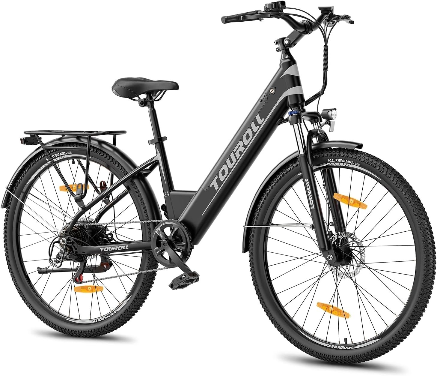 71gSdpF-2uL._AC_SL1500 Touroll J1 ST 27,5" E Bike, Elektrofahrrad Trekkingrad E-Bike Herren Damen mit 561.6Wh Akku,100km Reichweite, 250W Motor, E-Fahrrad mit 7-Gang-Getriebe, Pedelec Citybike EBike für Erwachsene