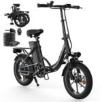 Finbike Klapprad E-Bike 16 * 2.15 Zoll Fat Tire,Tragbares Elektrofahrrad mit 10.4Ah Abnehmbarem Akku,4 Fahrmodi,PAS Reichweite MAX 88KM,Falt-Elektrofahrräder für Herren Damen Pendeln