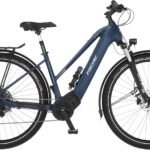Fischer E-Bike Trekking VIATOR 8.0i, Elektrofahrrad für Damen und Herren, Mittelmotor 90 Nm, 36 V Akku, sattblau