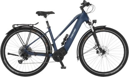 Fischer E-Bike Trekking VIATOR 8.0i, Elektrofahrrad für Damen und Herren, Mittelmotor 90 Nm, 36 V Akku, sattblau