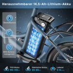 Fafrees E-Bike Klapprad 20 Zoll, Elektrofahrrad Ebike Herren 36V 16.75Ah/20Ah Akku, E-Fahrrad Damen 250W, Pedelec 25km/h, Reichweite bis zu 130 km, F20 Light