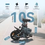ESKUTE F100 E-Bike Klapprad, 14 Zoll Elektrofahrrad mit USB-Ladeanschluss für Handy, 250W EU-konformes Elektrofahrräder, Integrierter 36V 9Ah Akku, Reichweite bis 35-60KM