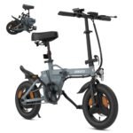 ESKUTE F100 E-Bike Klapprad, 14 Zoll Elektrofahrrad mit USB-Ladeanschluss für Handy, 250W EU-konformes Elektrofahrräder, Integrierter 36V 9Ah Akku, Reichweite bis 35-60KM