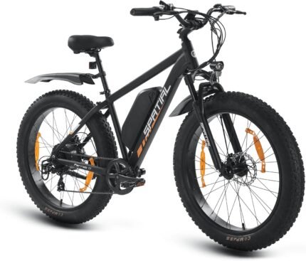 SPATIAL E Bike, E-Bike Herren mit 26 * 4.0" Fat Tire, 48V13AH Akku, Bis zu 150 KM, 85Nm 250W Motor, Offroad Ebike Mountainbike mit Vollfederung, 7-Gang, All-Terrain Elektrofahrrad Herren