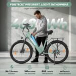 ESKUTE C100 Plus E-Bike, 26 Zoll Elektrofahrrad, E-Cityrad 250W HeckMotor, 36V 13Ah Wechselakku, bis zu 100km, LCD-Display, Tiefeinsteiger E-CityBike Für Damen und Herren Erwachsene