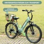 ESKUTE C100 Plus E-Bike, 26 Zoll Elektrofahrrad, E-Cityrad 250W HeckMotor, 36V 13Ah Wechselakku, bis zu 100km, LCD-Display, Tiefeinsteiger E-CityBike Für Damen und Herren Erwachsene