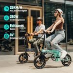 ESKUTE F100 E-Bike Klapprad, 14 Zoll Elektrofahrrad mit USB-Ladeanschluss für Handy, 250W EU-konformes Elektrofahrräder, Integrierter 36V 9Ah Akku, Reichweite bis 35-60KM
