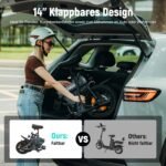 ESKUTE F100 E-Bike Klapprad, 14 Zoll Elektrofahrrad mit USB-Ladeanschluss für Handy, 250W EU-konformes Elektrofahrräder, Integrierter 36V 9Ah Akku, Reichweite bis 35-60KM