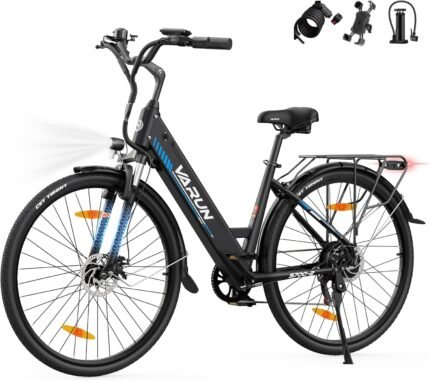 VARUN E Bike, 28 Zoll E-Bike Herren Damen mit 48V 499.2 Wh Akku, Bis zu 100 KM, 250W 55Nm Motor, Elektrofahrrad E-Fahrrad mit 7-Gang, 5 Modi, Tempomat Modus, City Ebike für Pendeln, Trekking