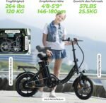 Finbike Klapprad E-Bike 16 * 2.15 Zoll Fat Tire,Tragbares Elektrofahrrad mit 10.4Ah Abnehmbarem Akku,4 Fahrmodi,PAS Reichweite MAX 88KM,Falt-Elektrofahrräder für Herren Damen Pendeln