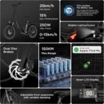 HITWAY E Bike BK6SL1-36V15.6Ah mit 250W Motor, Elektrofahrrad 20 Zoll, 70-150km Reichweite, 7-Gang, APP-Steuerung, faltbar, IP54 wasserdicht Pedelec